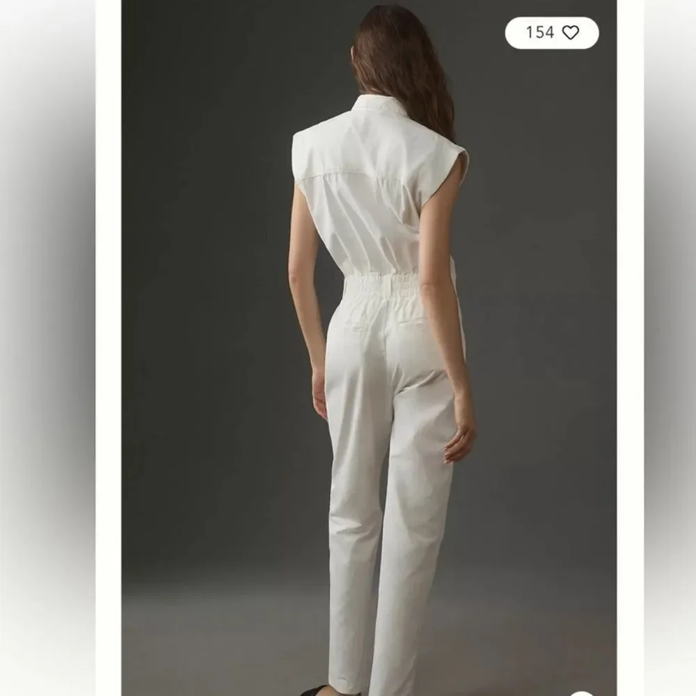 PISTOLA x Revolve Women's Rosie Cotton Jumpsuit in Porcelain White Size Medium - Picture 12 of 12